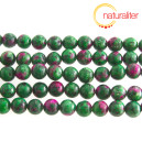Rubín v zoisitu imitace - korálky 8mm, návlek 38cm
