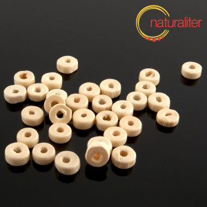 Dřevěn&eacute; kor&aacute;lky světl&eacute;, rondelka 8x3,5mm, 50ks