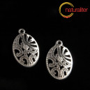 Ov&aacute;l - př&iacute;věsek starostř&iacute;bro 26x16mm, 2ks